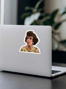 1pc Waterproof PVC Funny Meme Sticker, Retro Exaggerated Expression Woman Laptop Decal, Sarcastic Reaction Sticker, Suitable For Water Bottle, Phone Case, Tablet, Planner Decoration And Kindle Decoration, American Retro Style Accessory - A - View 4
