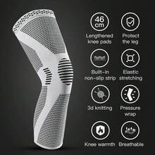 1 Piece Of Breathable Compression Knee Sleeve Anti-Slip Knitted Knee Support Brace Sports Knee Protector For Basketball Running Cycling Gym Meniscus Injury Recovery Knee Guard - Grey - View 7