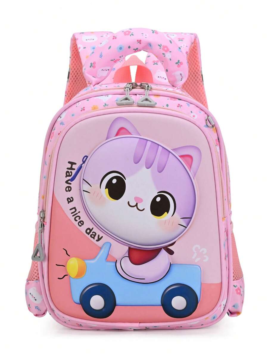 Nueva mochila estilo universitario ligera cómoda linda gato bolso de hombro estudiante mochila de campus simple versátil