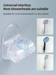 1pc Adjustable Transparent ABS Shower Head Holder Set, Waterproof No-Drill, Includes 1pc Strong Traceless Adhesive Sticker, Universal Damage-Free Hook For Bathroom Toilet Sprayer - Multicolor - View 10
