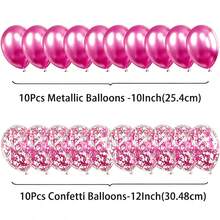 20pcs Metallic Foil Sequin Latex Balloons, Suitable For Birthday, Wedding, Anniversary, Valentine's Day Party Decoration - Hot Pink - View 3