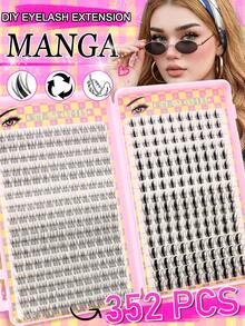 352Pcs Wispy Manga Comic Eye Lash Clusters, 8‑16mm Mixed Length Individual Eyelashes With Bond Seal Glue & Tweezer, DIY At‑Home Lash Extension Kit For Beginners - Pink - View 10
