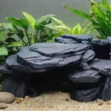 Stone Appearance Aquarium And Reptile Hide Cave, Rock Style Fish Tank Decoration Suitable For Fish, Shrimp, Gecko And Lizard, Plastic Material, Black/Grey/Light Brown - A - View 3