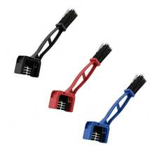 1pc/3pcs Bicycle Chain Cleaning Brush, Three-Sided Brush Head Design, Dual-Head Debris Removal Brush Cycling Maintenance Tool, Red Yellow Blue Three Colors Available - Multicolor - View 1