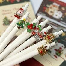 34pcs (Includes 4 Random Pens + 30 Refills) Christmas Theme Retractable Gel Pens, Snowman Design High-Value INS Style Student Pens, Random Color & Pattern, Smooth Writing Office Supplies, Back To School Christmas Holiday Gift, Halloween Party Favor - Multicolor - View 5