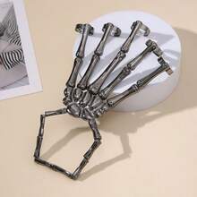 1pc Punk Distressed Alloy Skeleton Hand Bone Jewelry, Halloween Dark Gothic Style Exoskeleton Mechanical Hand Back Chain, Skeleton Ghost Claw Finger Bracelet Decoration - Multicolor - View 5
