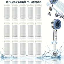 Handheld Shower Filter Cartridge, 15pcs Replacement Filter Cartridges, Removes Chlorine, Fluoride And Heavy Metals From Hard Water, High Output Shower Filter, Beneficial For Skin And Hair Health - White - View 1