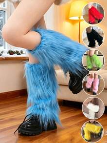 1 Pair Women's Plush Long Boot Leg Socks, With Protective YK2 Warm ...