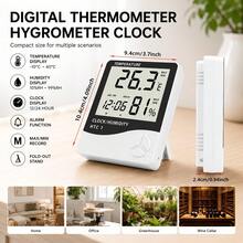 Portable Square Temperature & Humidity Display, Large Screen Digital Readout, Black & White Dual Color Style, Office, Basement Indoor Temperature & Humidity Measuring Instrument (Battery Not Included) - A - View 2