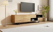 Tv Stand With Storage Brown Made Of Wood For Living Room - 棕色 - 查看 10
