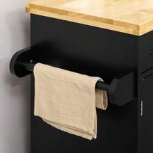 Carrito de Cocina con Encimera y Estante para Especias, Porta Toallas para Sala de Estar y Comedor 109x40x89cm - Negro + Madera - Ver 5