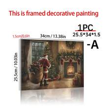 1pc Vintage Christmas Canvas Wall Art, Santa Claus Painting, Cottagecore Christmas Decor, Christmas Tree Painting Optional Frame Room Decoration Stuff - Multicolor - View 6