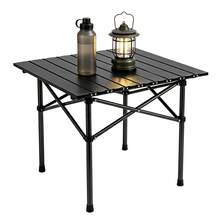 Mesa de Campamento Plegable Tipo Rollo de Huevo Portátil Estructura Metálica Resistente a Arañazos para Campistas y Familias Ideal para Campamento Picnic Jardín Terraza y Excursiones - mesa cuadrada negra - Ver 1
