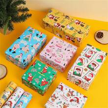 34/68/106pcs Santa Wrapping Paper, Christmas Paper, Unique Christmas Decoration Paper, Christmas, Holiday Gift Wrapping, Birthday, Includes Christmas Stickers - B - View 2