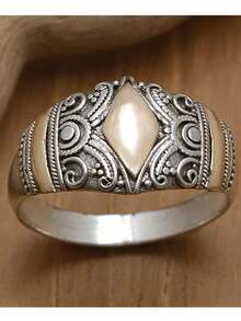 Gmzalx Vintage Geometric Textured Wide Band Ring, Spiral Carved Pattern, Bohemian Jewelry, Suitable For Daily Wear, Vacation Travel And Various Parties - Multicolor - View 5