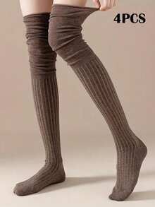 1/4 Pairs Women's Over-The-Knee Socks, Spring/Autumn/All-Season Long Socks, Maternity High-Tube Socks, Non-Slip And Non-Constricting - Multicolor - View 16