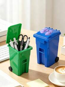 Trash Can Shaped Makeup Brush Storage,Fun Stationery Storage Box,Desktop Placement For Discarded Paper Strips And Notes,Office Workstation Corner Placement Decor,Suitable For Students,Office Workers,Teacher's Day,Birthday,Back To School Essential - Multicolor - View 9