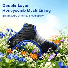 Dog Harness And Leash Set, Floral Pattern Double-Layer Breathable Mesh Vest Harness, Adjustable Soft Wear-Resistant Pet Walking Harness And Leash Set, Suitable For Small And Medium Dogs - Blue - View 8