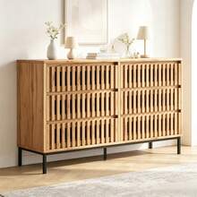 Sideboard Natural Made Of Wood For Living Room And Dining Room - Natural - View 6
