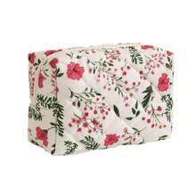 New Girl's Floral Quilted Makeup Bag, Portable Travel Skincare Toiletry Bag, Minimalist Large Capacity Soft Storage Bag - Storage Bag - View 11