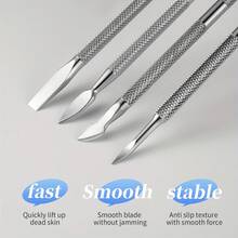 4 Sets Of Double-Ended Nail Scraping Tools With A Handle, Each Set Included In A Storage Box. These Are Multi-Functional Tools For Removing Dead Skin From Nails, Detaching Nails, And Shaping Fingers. - Silver - View 7