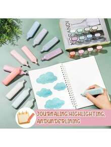 4pcs/Set Morandi Color Glitter Fluorescent Markers, Adjustable Line Width Art Drawing Pens, Student Stationery - 4-color Set - View 4