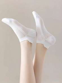 5/10/20 Pairs Breathable Mesh Invisible Short Socks, Unisex Solid Color Ultra-Thin Low-Cut Summer Socks, Anti-Slip Heel Grip Comfortable - Black - View 5