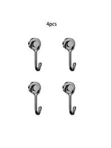 1pc/4pcs/8pcs Magnetic Hook No-Drill Damage-Free Dual-Color Single Hook Hanging Metal Rotating Magnetic Hook Magnetic Fixing Black Silver Hook - Multicolor - View 12