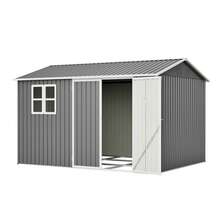 Storage Shed Grey Made Of Metal For Garden And Outdoor - Grey - View 2