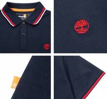 Timberland Kemeja Polo Pria Kasual Olahraga Luar Ruangan Nyaman Bernapas dengan Kerah Lipat - Navy Blue - View 6
