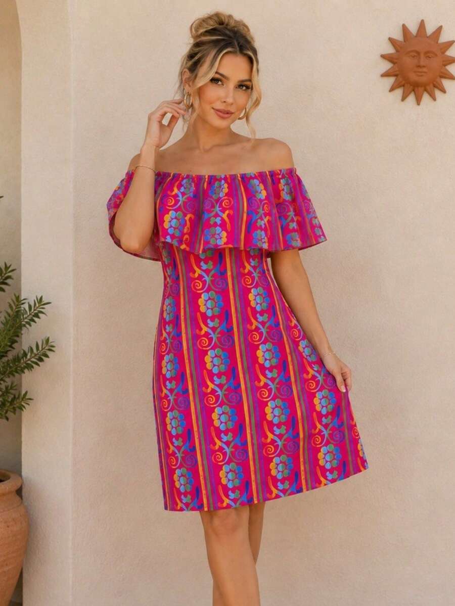 Women Short Dresses - Hot Pink - View 1