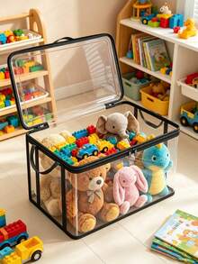 2PCSThickened, Foldable, Transparent PVC Storage Box Featuring A Clear Viewing Window; A Durable, Waterproof Rectangular Container Suitable For Books, Toys, Stationery, And Snacks-Space-Saving And Ideal For Home Or Classroom Organization. - View 4