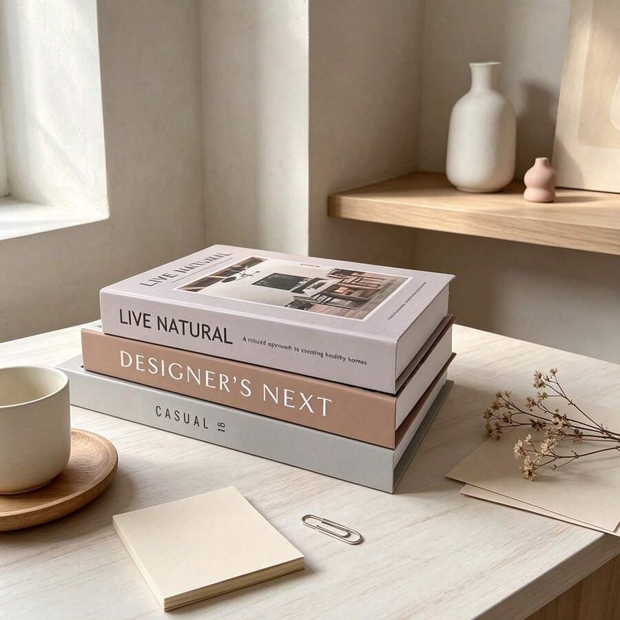 2/3pcs Foldable Fake Book Decor, Nordic Home Magazine Decorative Book, Minimalist Realistic Book Prop For Showroom, Villa, Study