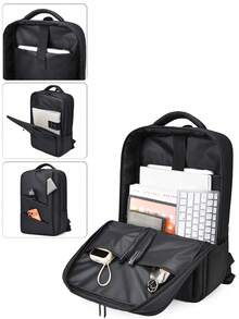 1pc Large Capacity Multifunctional Business Backpack With Luggage Strap And Multiple Compartment Storage, Suitable For Business And Commuting - Multicolor - View 5