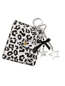 Women's Fashion Leopard Print Cute Mini Cardholder Compact Coin Purse With Removable Key Ring Zipper Wallet Slots For Women - Multicolor - View 15