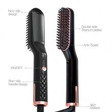 UKLISS 2026 Upgraded Men's Hair & Beard Straightener – Professional Electric Flat Iron With Comb, Fast-Heating Styling Tool For Smooth, Neat Hair & Beard - Black - View 10