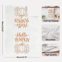 2PCS Kitchen Towel, Autumn Theme Minimalist Pumpkin Pattern Print, 40*60cm Rectangular Microfiber Kitchen Towel, Dish Cloth, Table Cloth, Hand Towel, Kitchen Decor, Home Decor, Neighbor Housewarming Gift, Kitchen Napkin And Dish Cloth, Home Decor, Gift - Orange - View 3