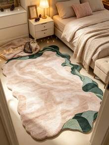 1 pieza Alfombra decorativa de patchwork marrón claro & verde, decoración de dormitorio, alfombra pequeña, alfombra, decoración del hogar, alfombra de sala de estar, alfombra pequeña de sala de estar, alfombra de dormitorio, decoración del hogar de sala de estar, alfombra de exterior, alfombra lavable, regalo de graduación - Marrón claro combinado con verde - Ver 1