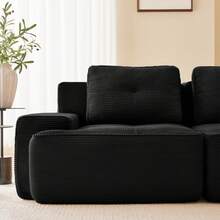 Modular Black 3 Seat Sofa - Modular Corduroy Sofa, No Assembly Required For Living Room - 黑色 3 座 - 查看 9