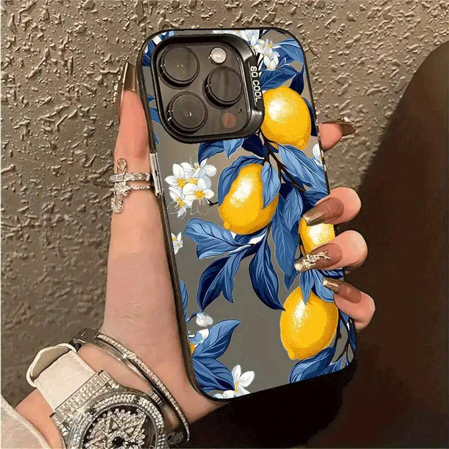 Phone Case: Fruit Lemon Pattern Case Compatible With 15 Pro Max, 11/11 Pro Max/11 Pro/12/12 Pro/12 Pro Max/13/13 Pro/13 Pro Max/14/14 Pro/14 Pro Max/15/15 Pro Max/15 Pro/16/16 Pro/16 Pro Max Protective Cover - Translucent Black - View 1
