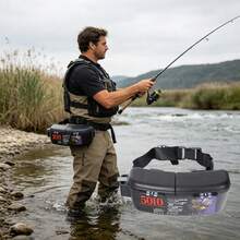 Waist-Mounted Fishing Tackle Box, Portable Lure Accessory Box, Rock Fishing Storage Box, Live Bait Tool Box For Red Worms, Earthworms, Sandworms, Multi-Function Waist Bag For Sea Fishing Lures, Portable Fishing Accessory Tool Box - Black - View 6