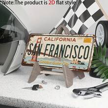 2D Flat - Decorative Only, 1pc, Vintage San Francisco Metal License Plate Decorative Plaque And Ornament, Suitable For Home, Porch, Patio, Backyard, Garage, Cafe, Office, Holiday Gift Choice (Random Style) - A - View 4