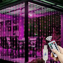 LED Curtain String Lights, USB Powered Fairy Lights Garland. 8 Lighting Modes With Remote Control (Batteries Not Included), Suitable For Home Bedroom Window Wall Stage. Romantic Proposal Confession, Birthday Party, Wedding Celebration Background Atmosphere Decoration Hanging String Lights, Valentine's Day Halloween Christmas Holiday Decoration - USB Plug Curtain Light - View 26
