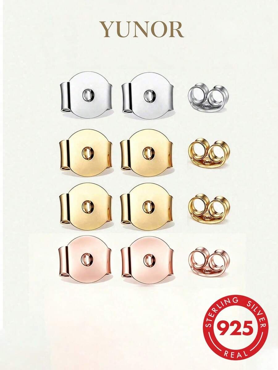 1/2/6/10pcs 925 Sterling Silver Hypoallergenic Earring Backs, Prevent Ear Stud Blockage, Suitable For Daily Wear