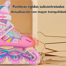 Patines de ruedas de dos hileras, patines de ruedas ajustables para niños de tamaño de cuatro ruedas - Morado - Ver 2