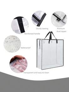 1pc Heavy-Duty Clear Wreath Storage Bag & Sturdy Moving Box Alternative Large Capacity Container With Zipper For Christmas Decorations, Seasonal Wreaths, Clothes, Bedding, Gift, Holiday Organizer, Home Storage Solution, Waterproof Protection Box - Multicolor - View 11