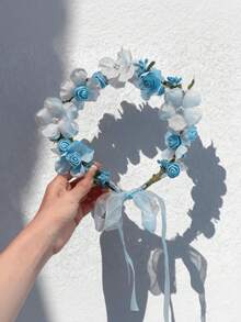 1pc Women's Minimalist Fresh Floral Wreath Headband, Bohemian Style Artificial Flower Crown Hair Accessory, Suitable For Bride Wedding, Travel Beach Vacation Photo Props, Bridesmaid Hair Accessory - Multicolor - View 2