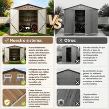 Cobertizo Metálico Para Jardín 238x364cm, Puertas Dobles Con Cerrojo Para Almacenamiento De Herramientas, Caseta Exterior Resistente Para Patio Trasero - Caqui - Ver 9