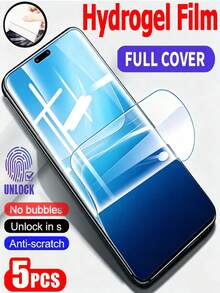 LissKas 5Pcs HD Hydrogel Film Full Coverage Explosion-Proof And Scratch Resistant Mobile Screen Protector Compatible With Huawei Nova 16 15 14 13/P30/P60/Pura 70/Honor 90 200 600/Magic 5/6/7/8 Pro Lite Soft Film Non Glass - Clear - View 89