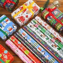 34/68/106pcs Christmas Gift Wrapping Paper(Includes Stickers), Cute Santa Claus Christmas Hat Christmas Snowman Wrapping Paper,Various Patterns - Style a - View 1
